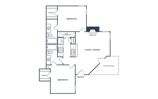 the floor plan for a two bedroom apartment at The Felix