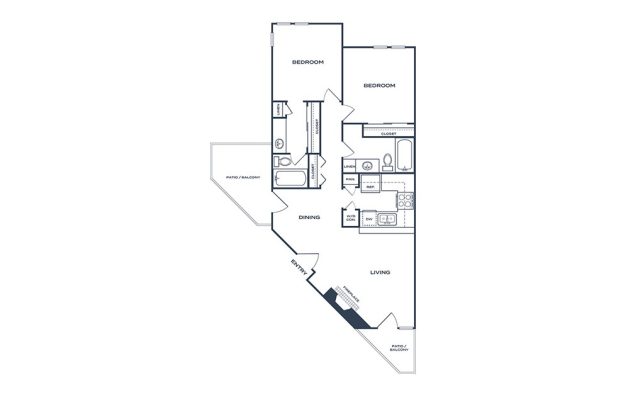 floor plan of a two bedroom apartment at The Felix